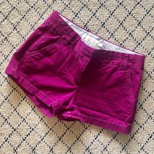 J. Crew magenta chino shorts